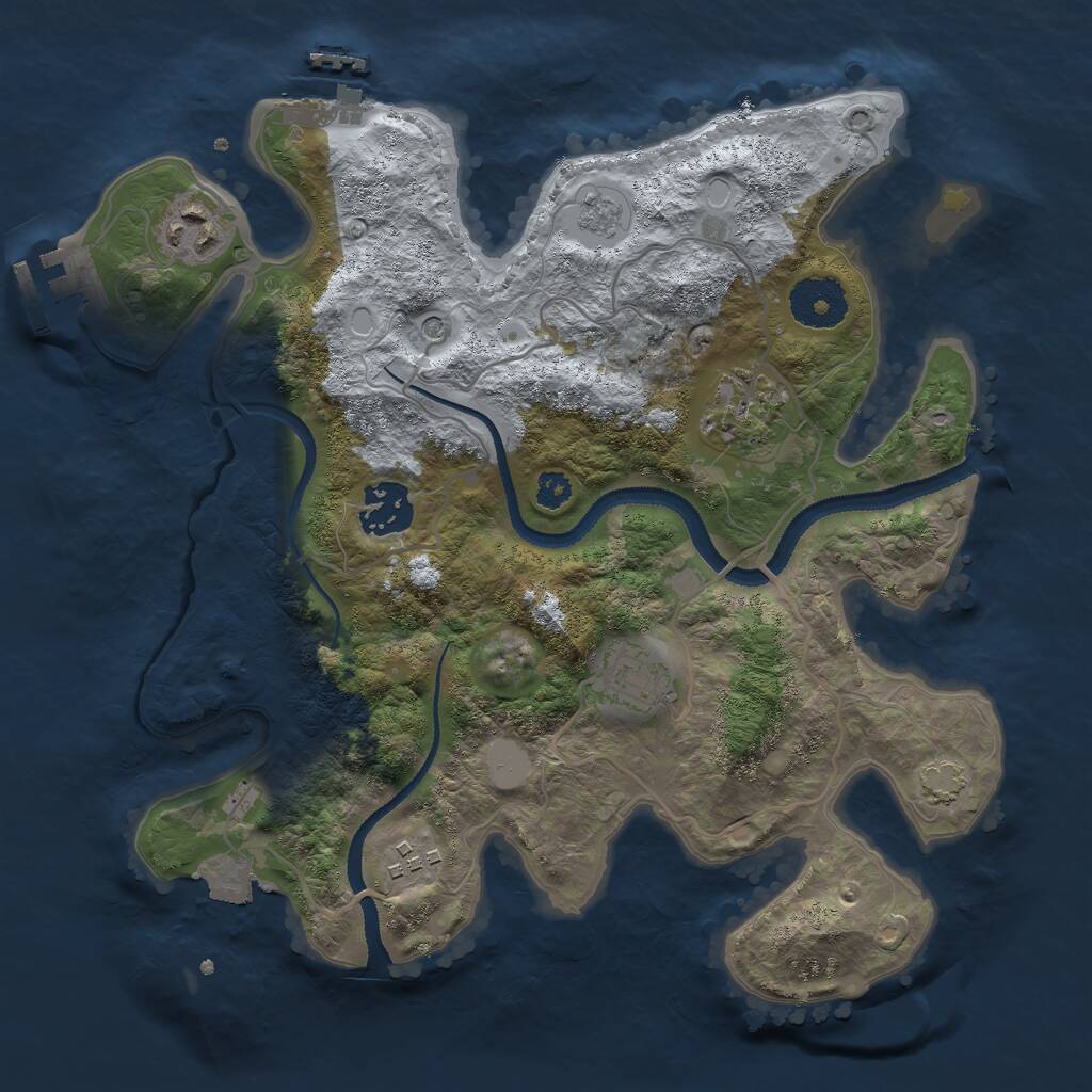 Rust Map: Procedural Map, Size: 3000, Seed: 15128, 11 Monuments