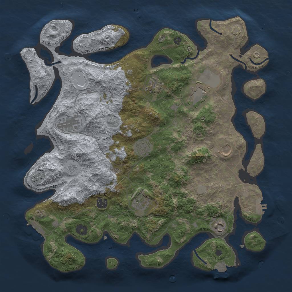 Rust Map: Procedural Map, Size: 3800, Seed: 71707030, 17 Monuments