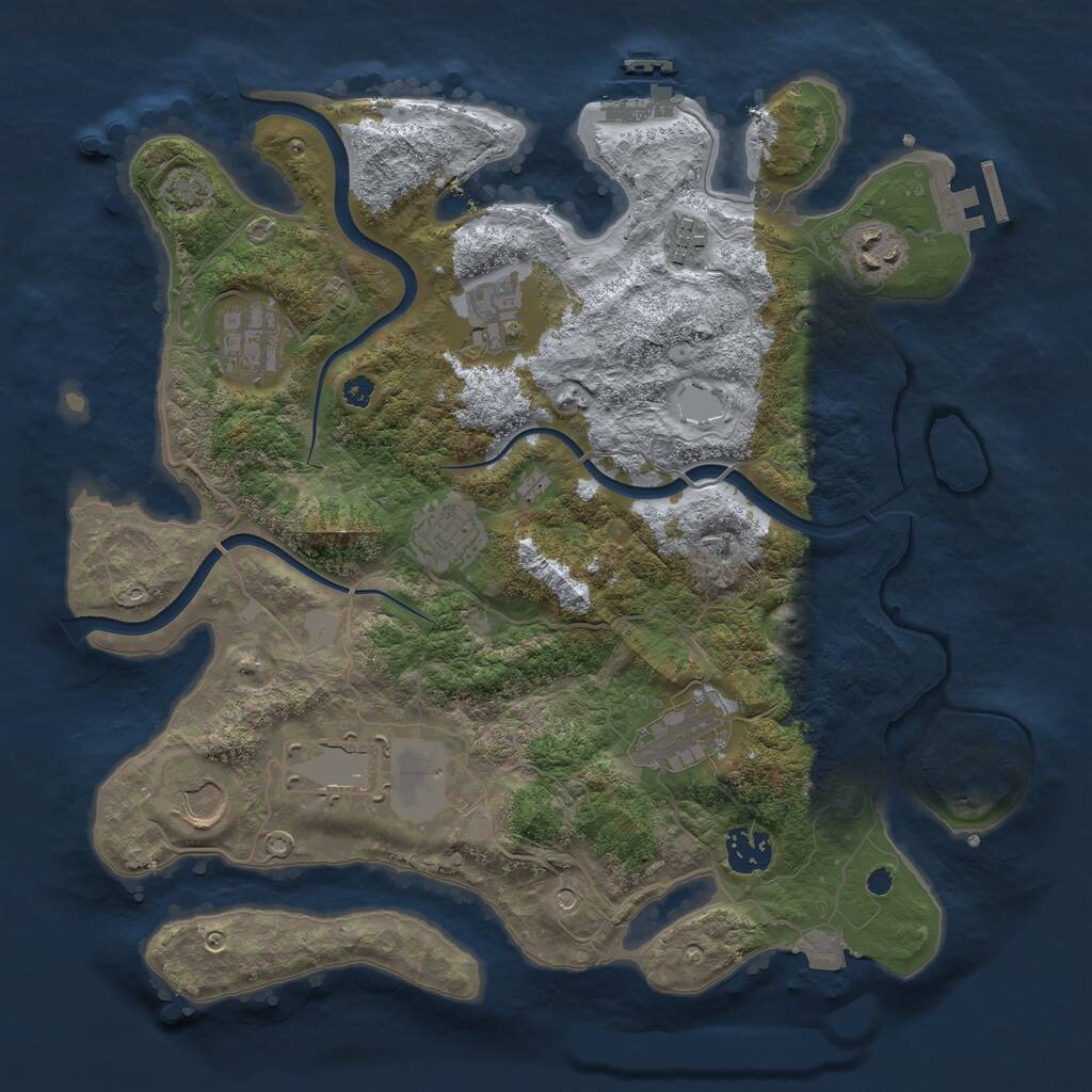 Rust Map: Procedural Map, Size: 3500, Seed: 1940017802, 14 Monuments