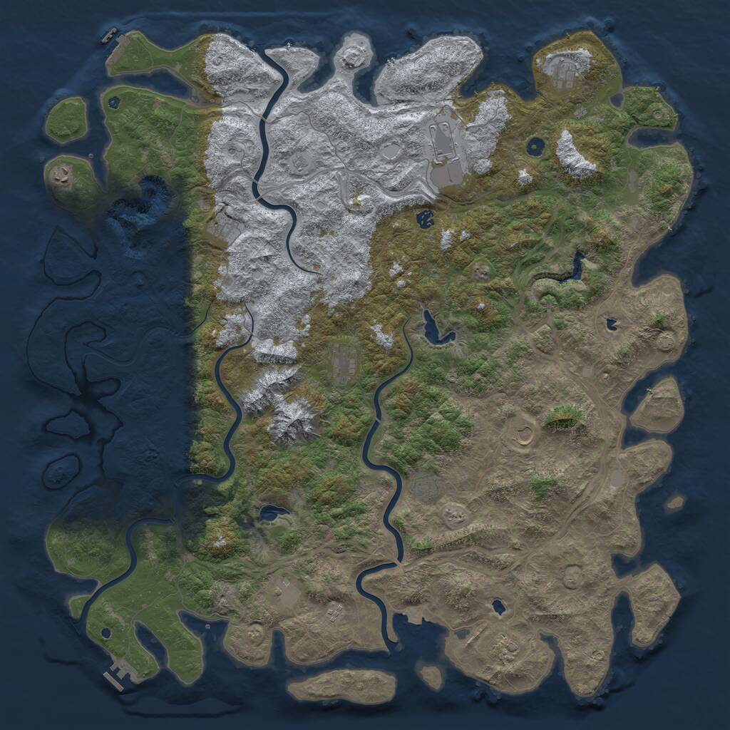 Rust Map: Procedural Map, Size: 6000, Seed: 55329840, 17 Monuments