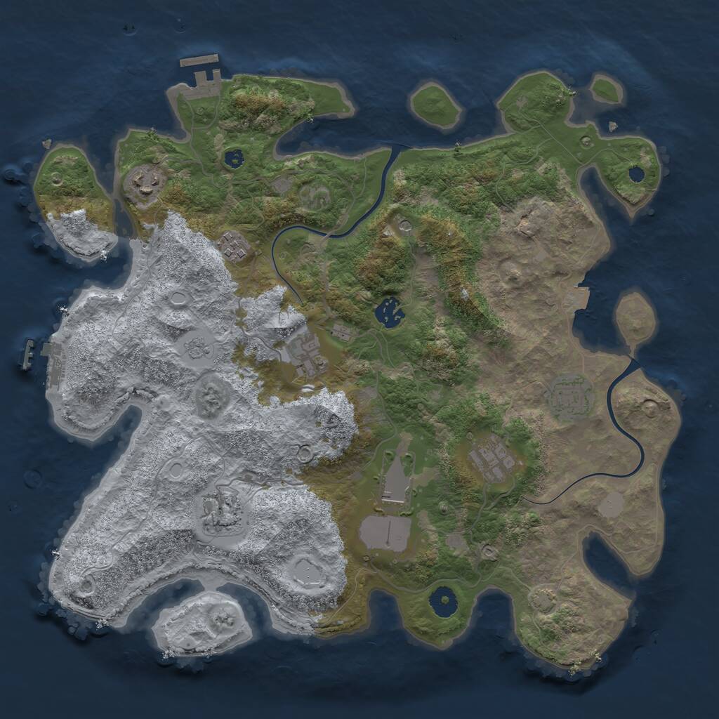 Rust Map: Procedural Map, Size: 3750, Seed: 95522485, 14 Monuments