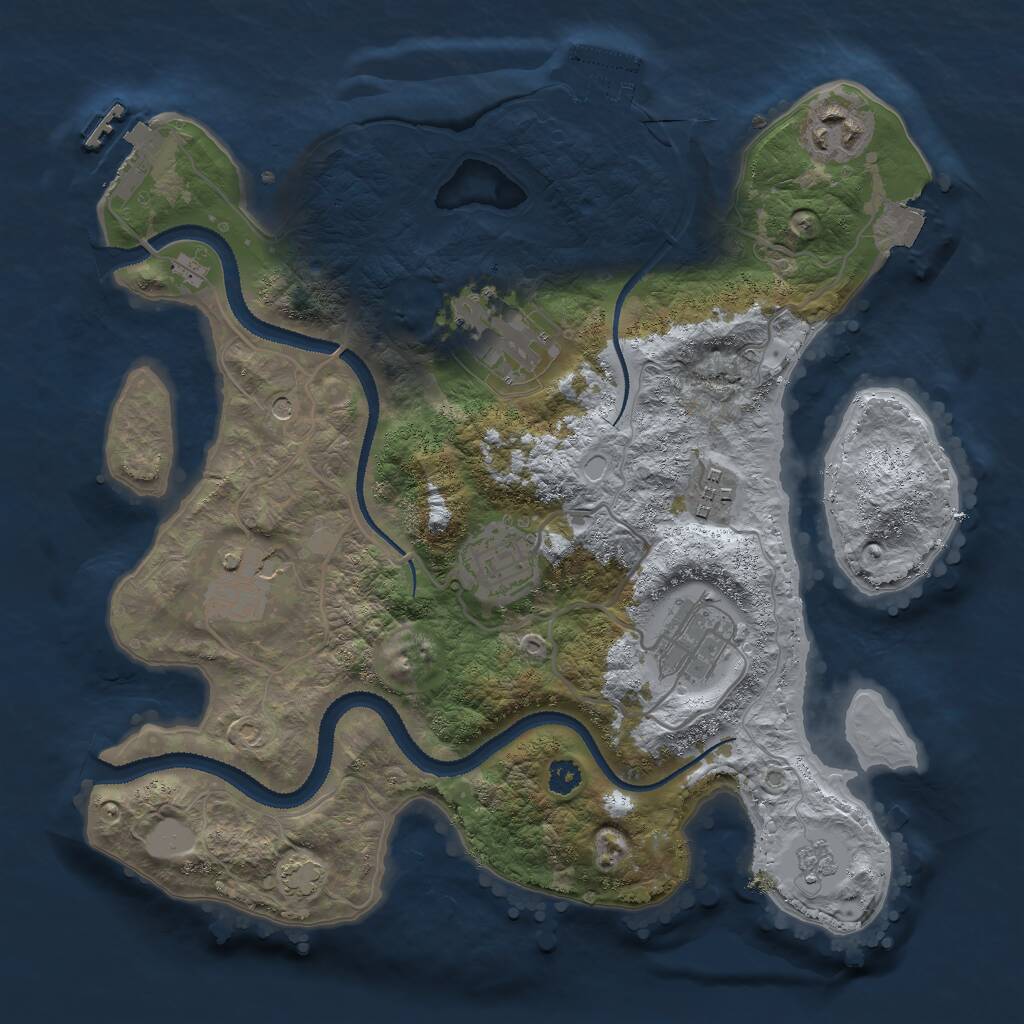 Rust Map: Procedural Map, Size: 3000, Seed: 2100551427, 12 Monuments