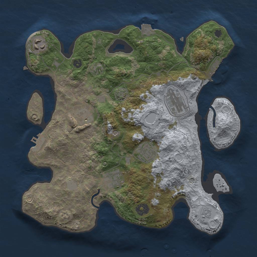 Rust Map: Procedural Map, Size: 3000, Seed: 2100551427, 13 Monuments