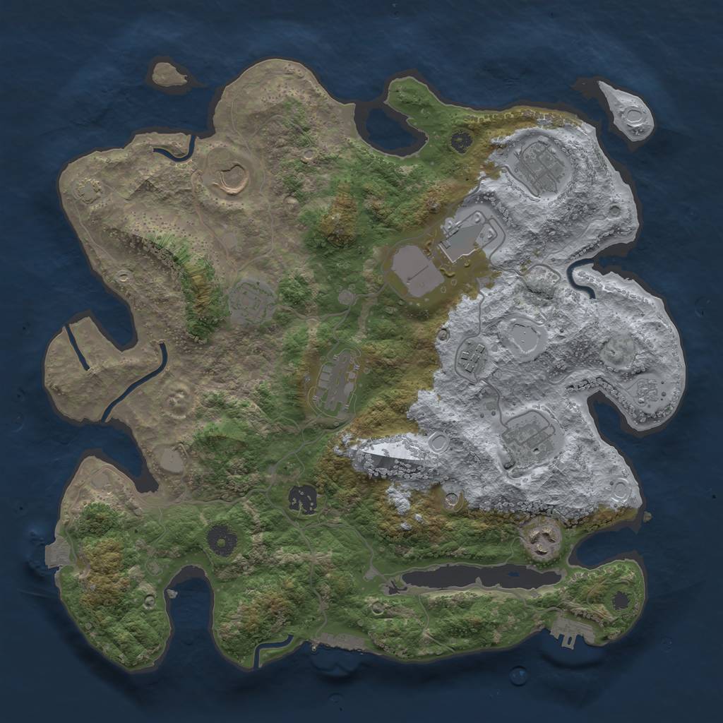 Rust Map: Procedural Map, Size: 3600, Seed: 441217602, 17 Monuments