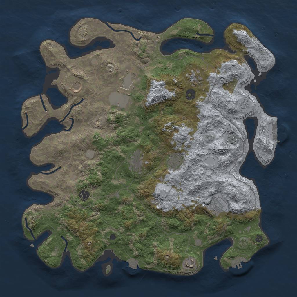 Rust Map: Procedural Map, Size: 4100, Seed: 6909435, 17 Monuments