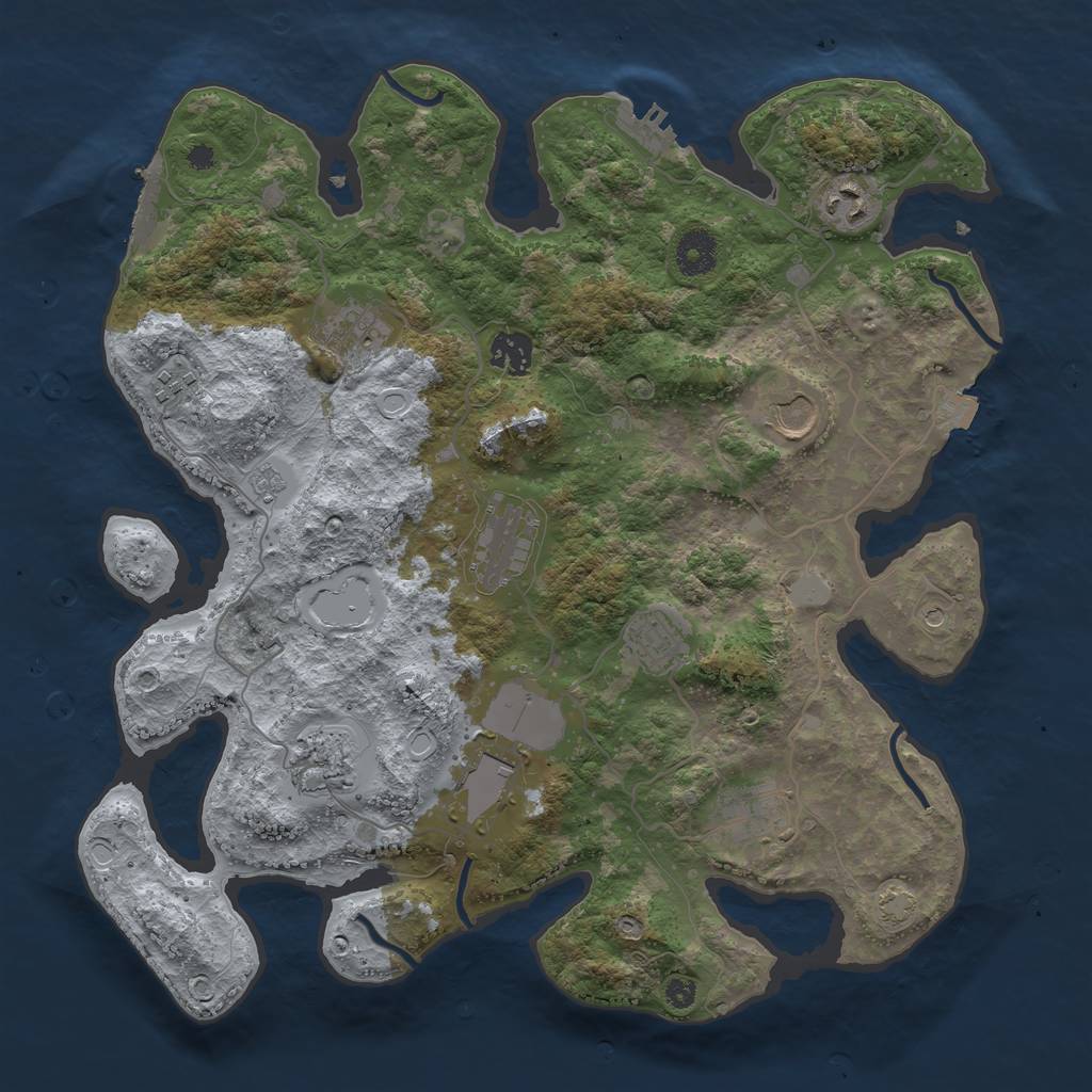 Rust Map: Procedural Map, Size: 3700, Seed: 33026780, 18 Monuments