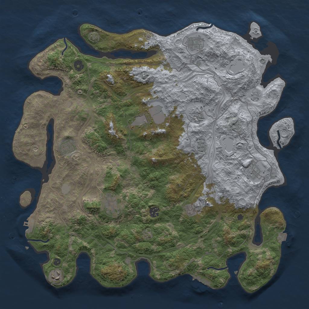 Rust Map: Procedural Map, Size: 4400, Seed: 28394939, 18 Monuments