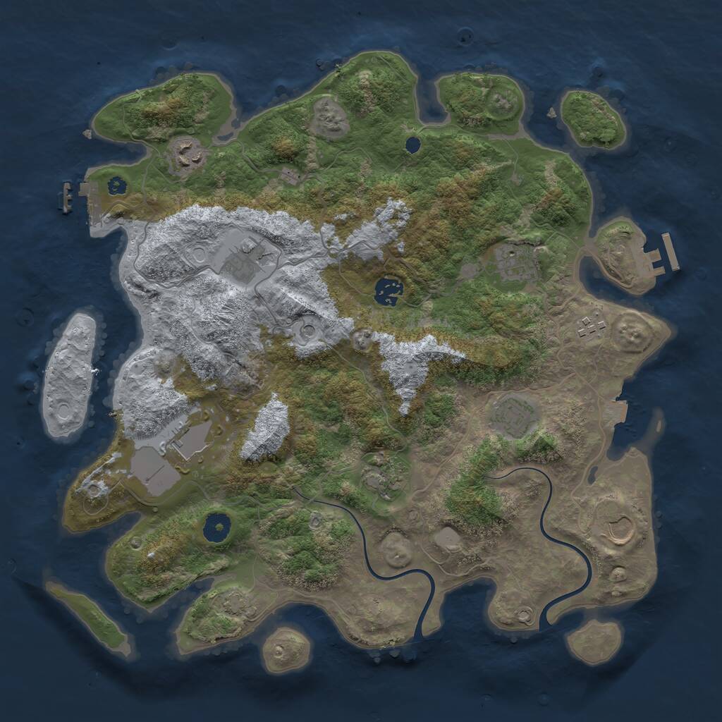 Rust Map: Procedural Map, Size: 3800, Seed: 94615, 14 Monuments