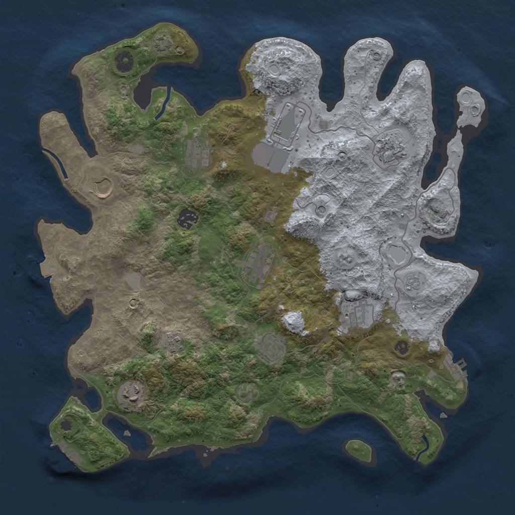 Rust Map: Procedural Map, Size: 3850, Seed: 21436792, 18 Monuments