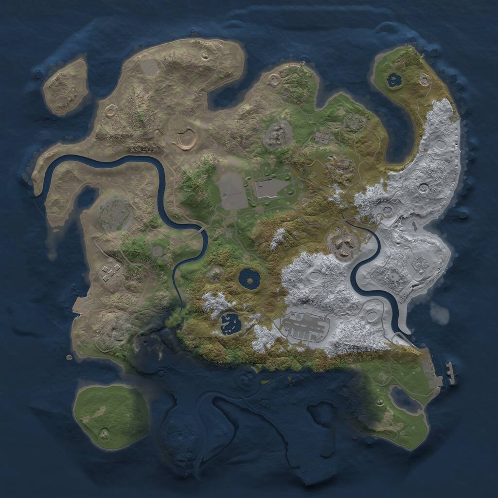 Rust Map: Procedural Map, Size: 3500, Seed: 40939225, 15 Monuments