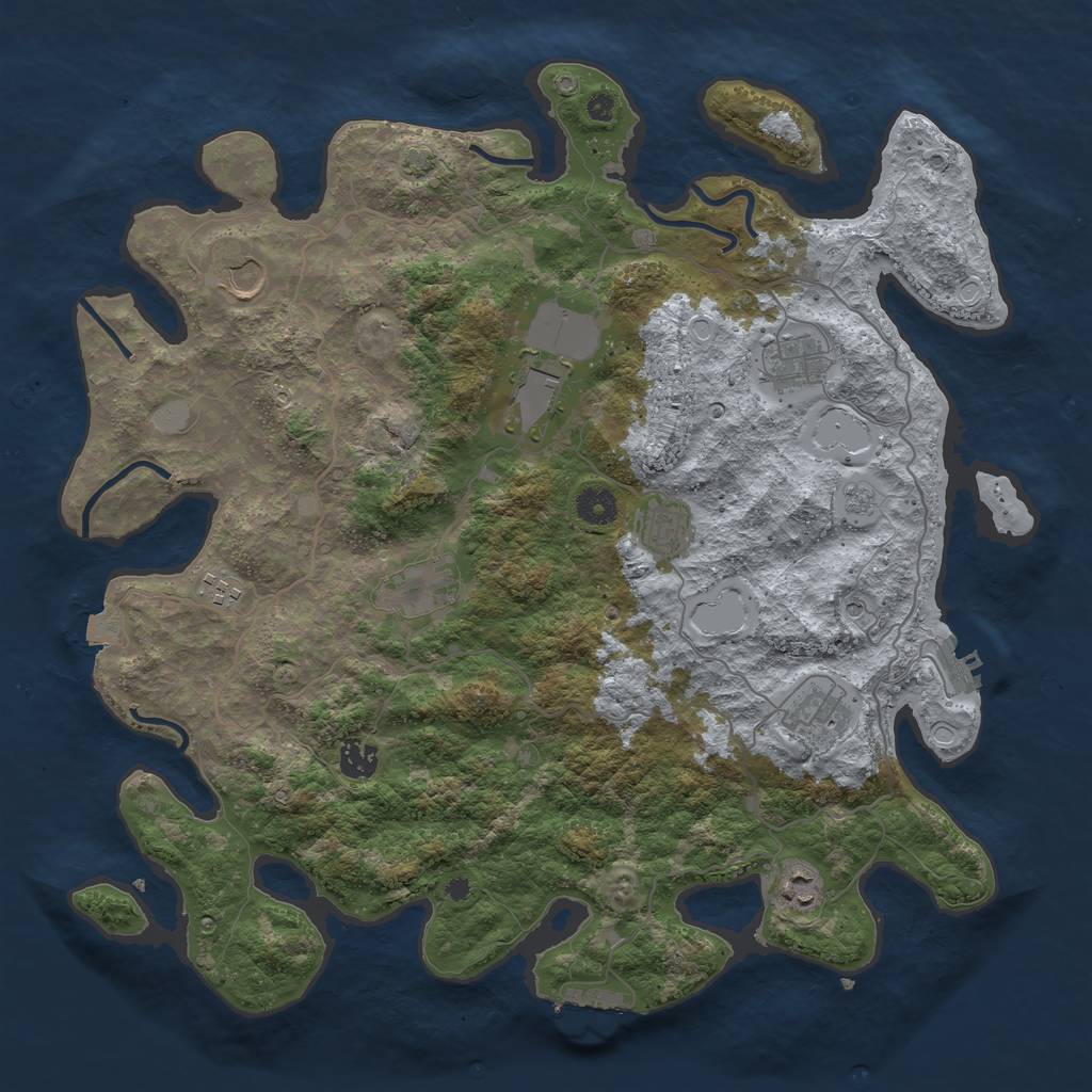 Rust Map: Procedural Map, Size: 4100, Seed: 26144726, 17 Monuments