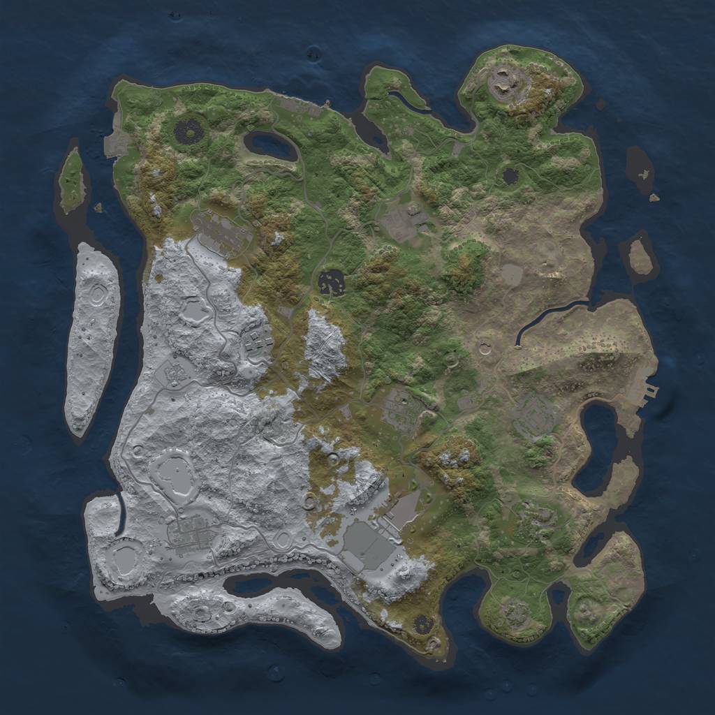 Rust Map: Procedural Map, Size: 3800, Seed: 85139407, 18 Monuments