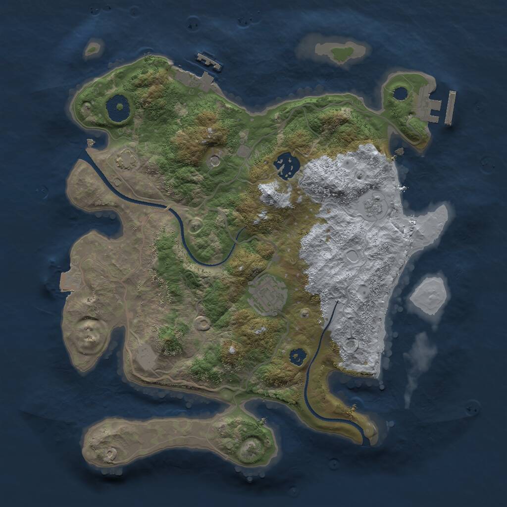 Rust Map: Procedural Map, Size: 3000, Seed: 1134925183, 8 Monuments