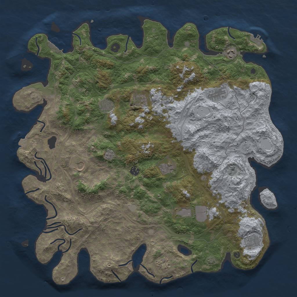 Rust Map: Procedural Map, Size: 4800, Seed: 906528654, 19 Monuments