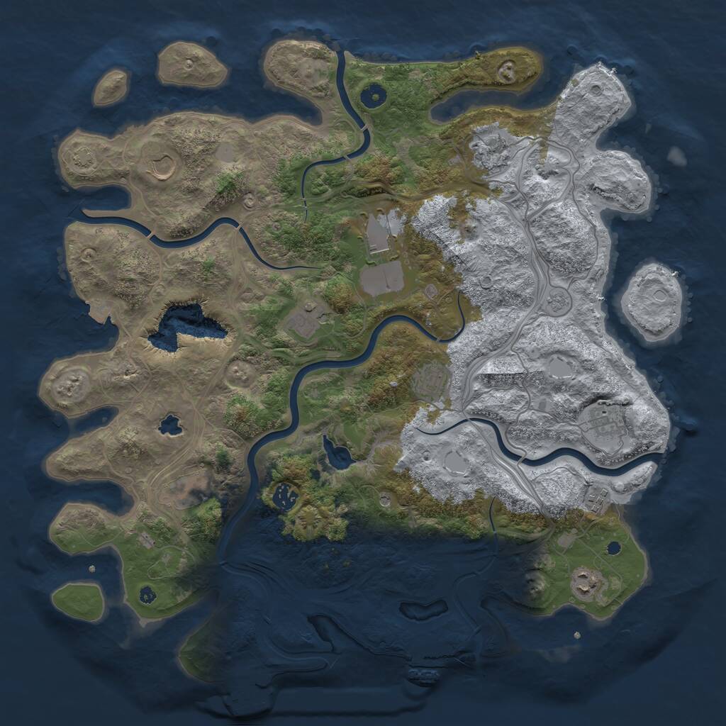 Rust Map: Procedural Map, Size: 4400, Seed: 33801677, 16 Monuments