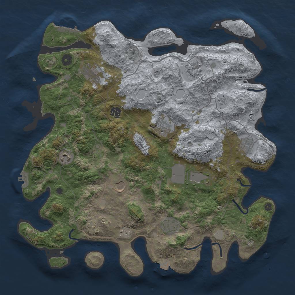 Rust Map: Procedural Map, Size: 4000, Seed: 68203, 18 Monuments
