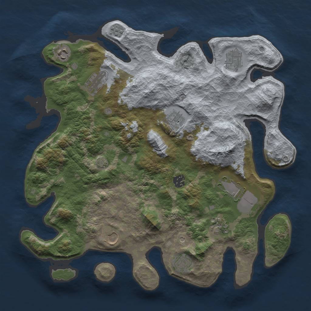Rust Map: Barren, Size: 3800, Seed: 68203, 14 Monuments
