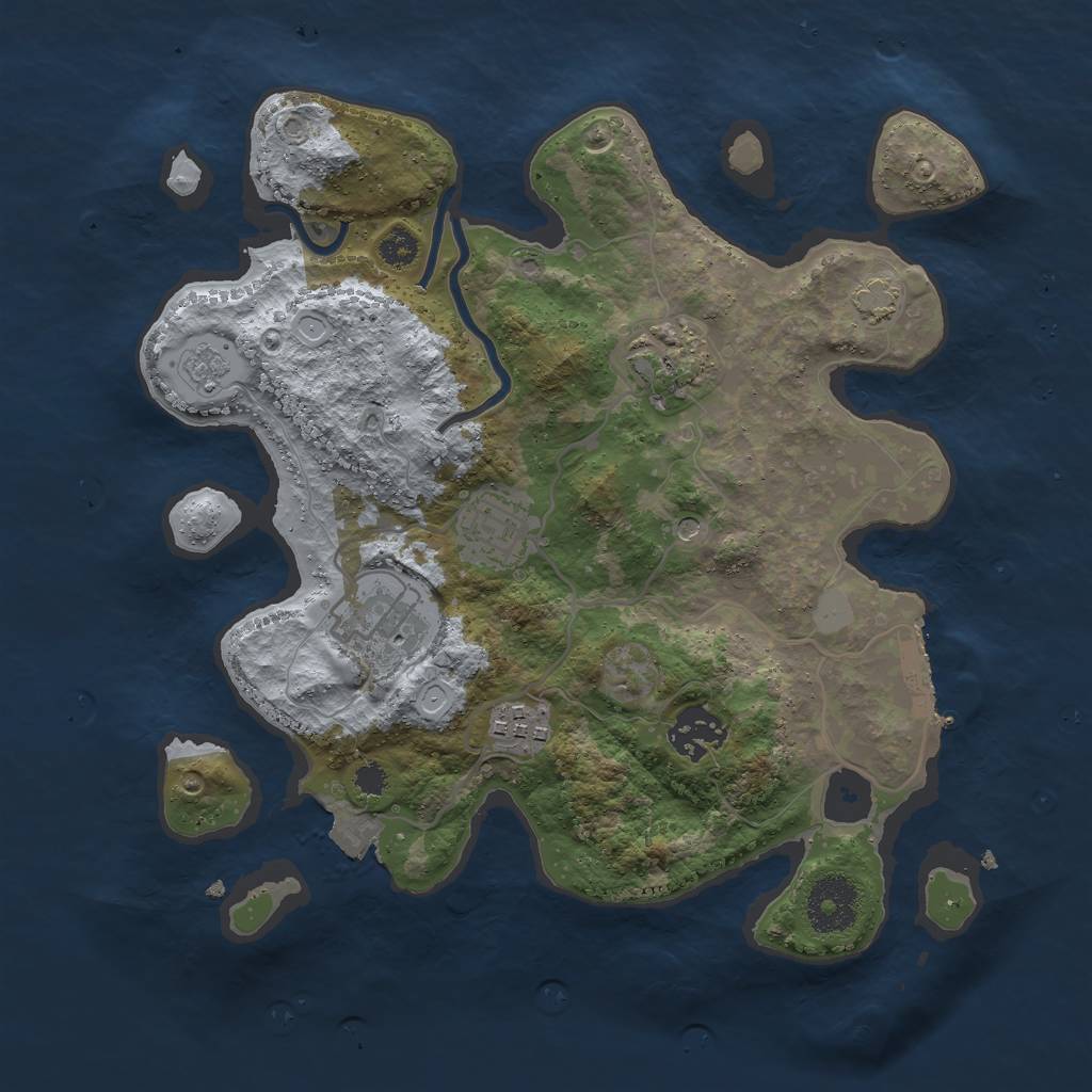 Rust Map: Procedural Map, Size: 3000, Seed: 1258424201, 12 Monuments