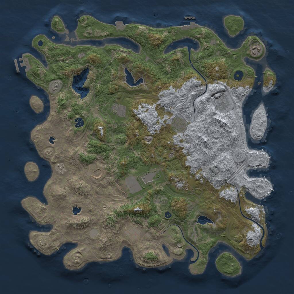 Rust Map: Procedural Map, Size: 4500, Seed: 1493268, 16 Monuments