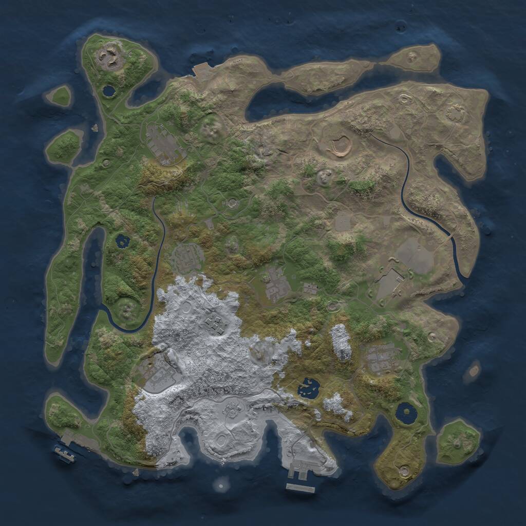 Rust Map: Procedural Map, Size: 3700, Seed: 490798209, 16 Monuments