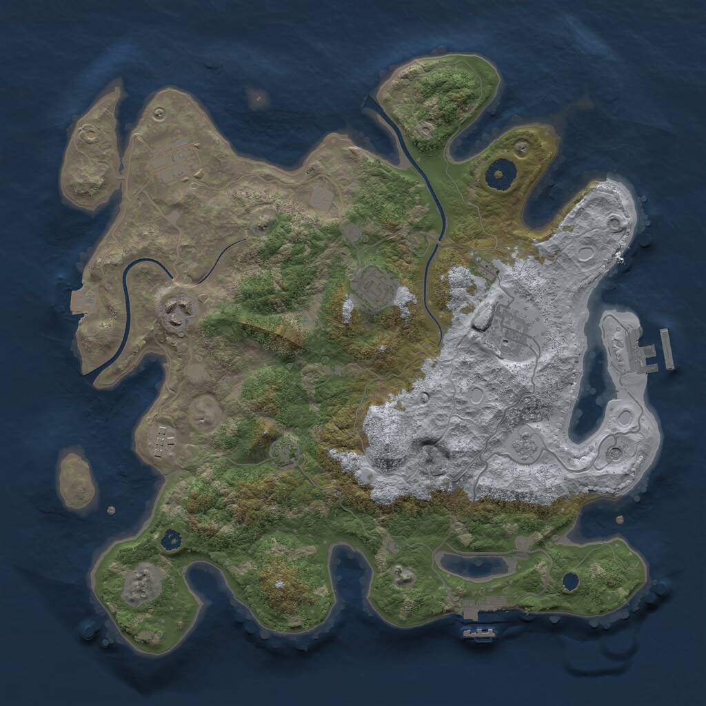 Rust Map: Procedural Map, Size: 3450, Seed: 9349767, 11 Monuments