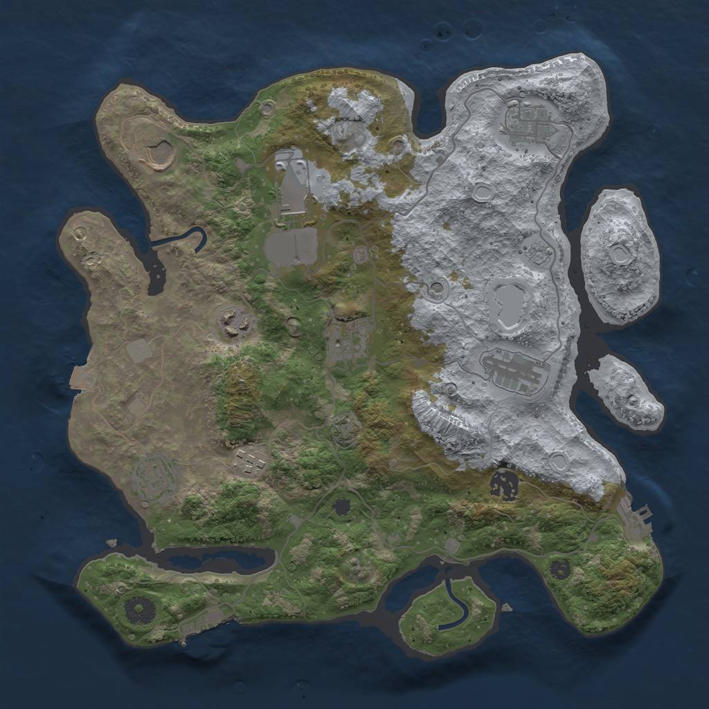 Rust Map: Procedural Map, Size: 3500, Seed: 10952711, 17 Monuments