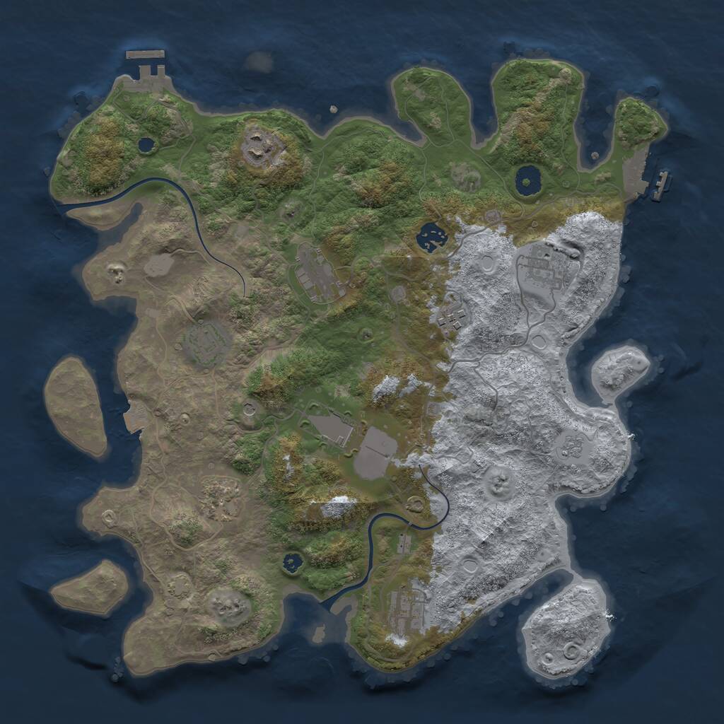 Rust Map: Procedural Map, Size: 3800, Seed: 80927909, 15 Monuments