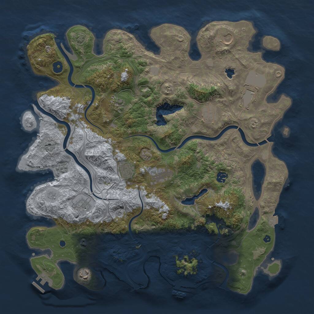 Rust Map: Procedural Map, Size: 4250, Seed: 77757182, 16 Monuments