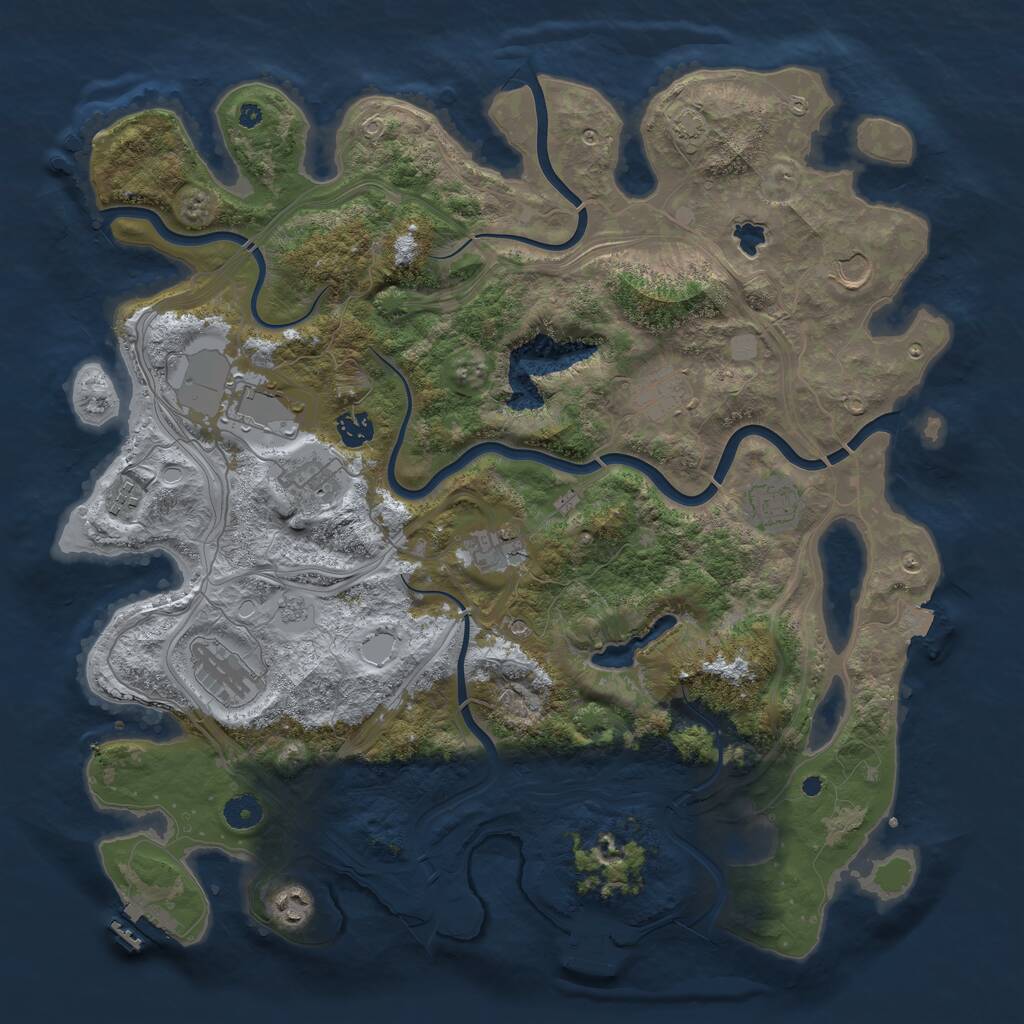 Rust Map: Procedural Map, Size: 4250, Seed: 77757182, 16 Monuments