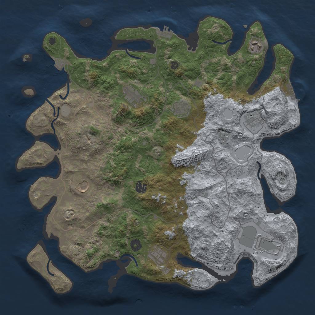 Rust Map: Procedural Map, Size: 4000, Seed: 428700471, 17 Monuments