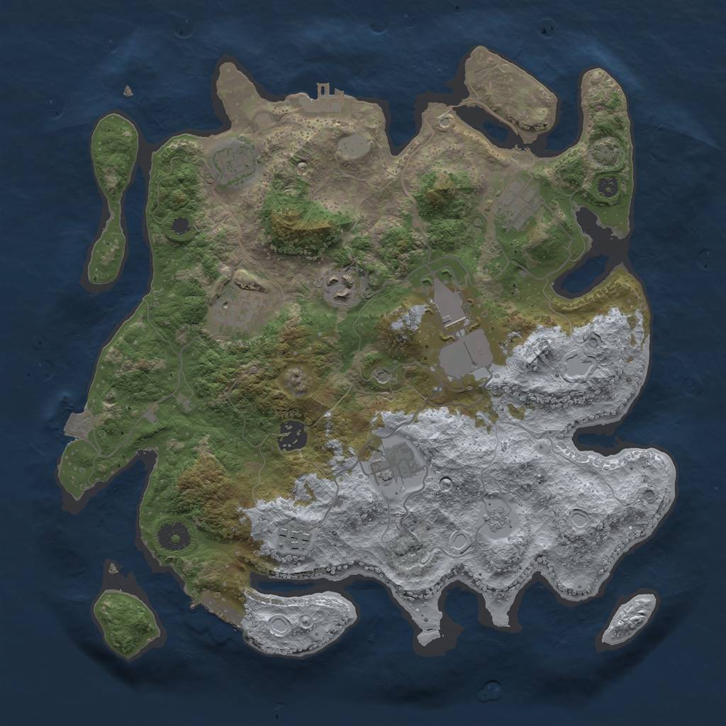 Rust Map: Procedural Map, Size: 3550, Seed: 46568147, 16 Monuments