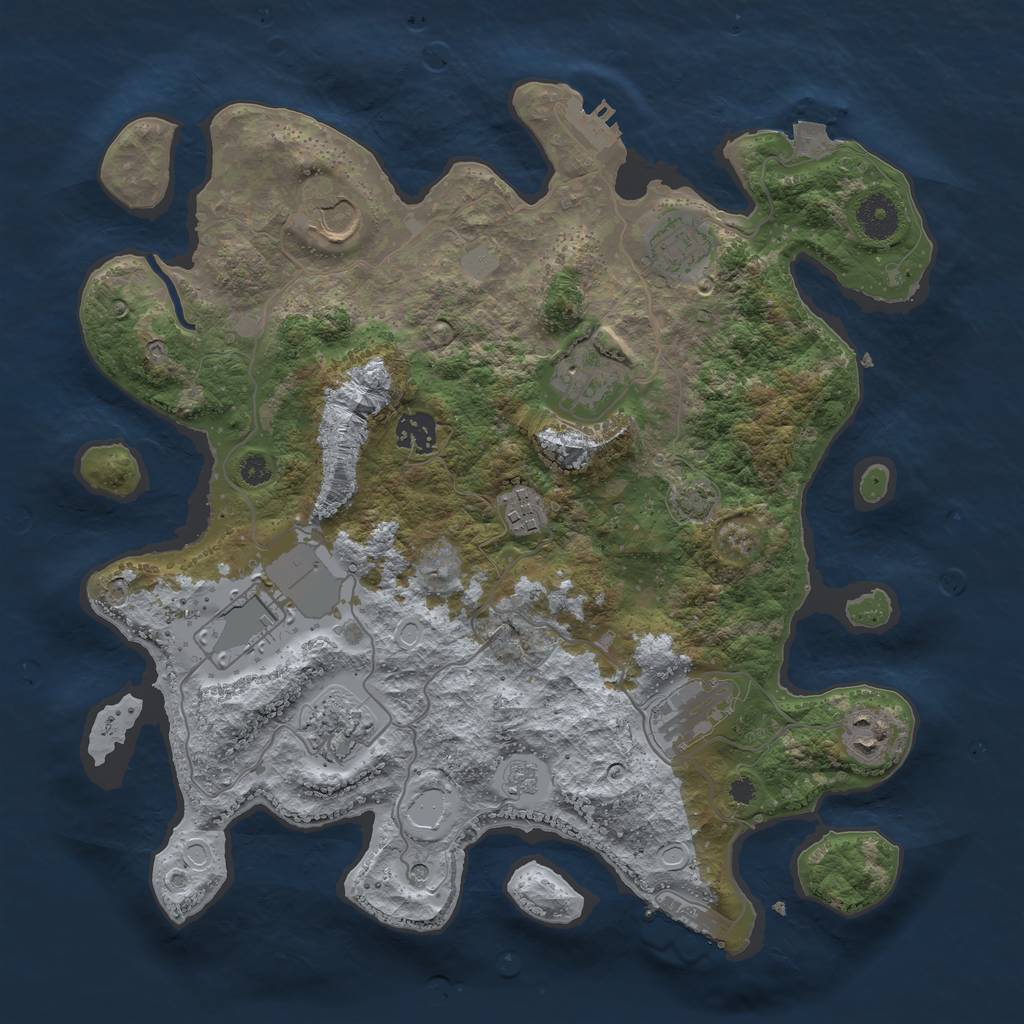 Rust Map: Procedural Map, Size: 3600, Seed: 49848060, 17 Monuments