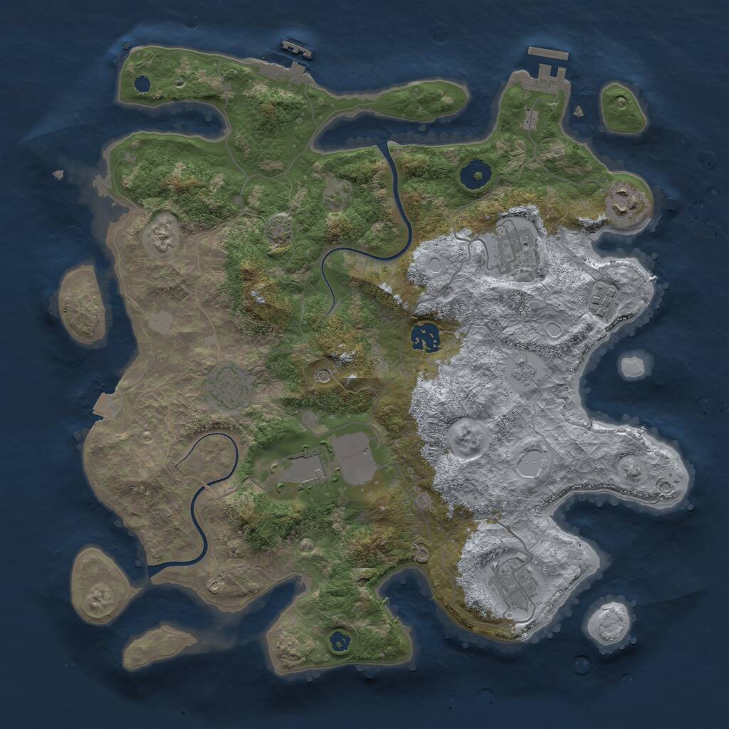 Rust Map: Procedural Map, Size: 3650, Seed: 1966571, 13 Monuments