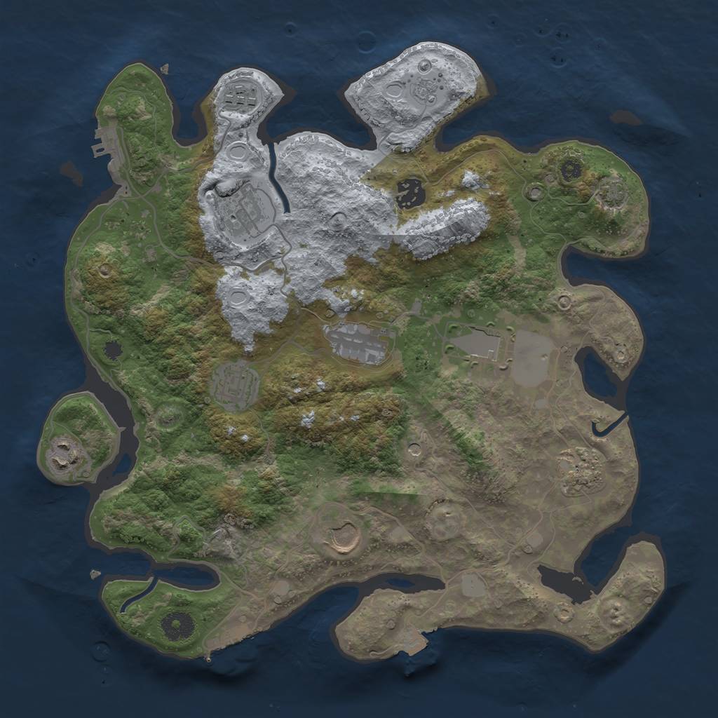 Rust Map: Procedural Map, Size: 3500, Seed: 1700817583, 17 Monuments