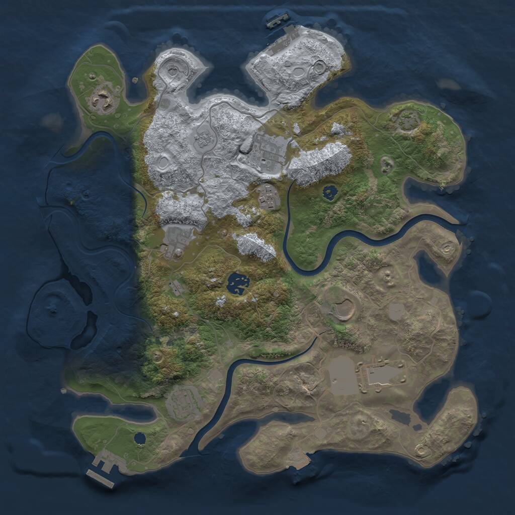 Rust Map: Procedural Map, Size: 3500, Seed: 1700817583, 14 Monuments