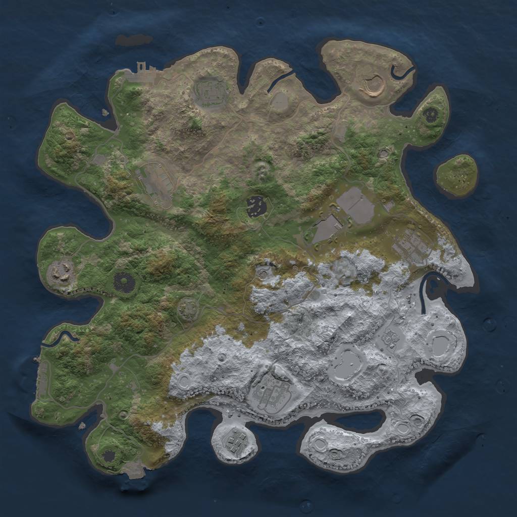Rust Map: Procedural Map, Size: 3600, Seed: 6598354, 17 Monuments