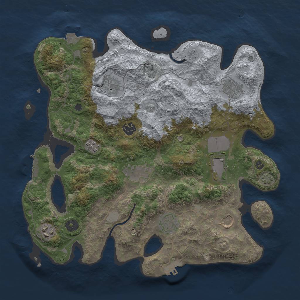 Rust Map: Procedural Map, Size: 3550, Seed: 19380896, 16 Monuments