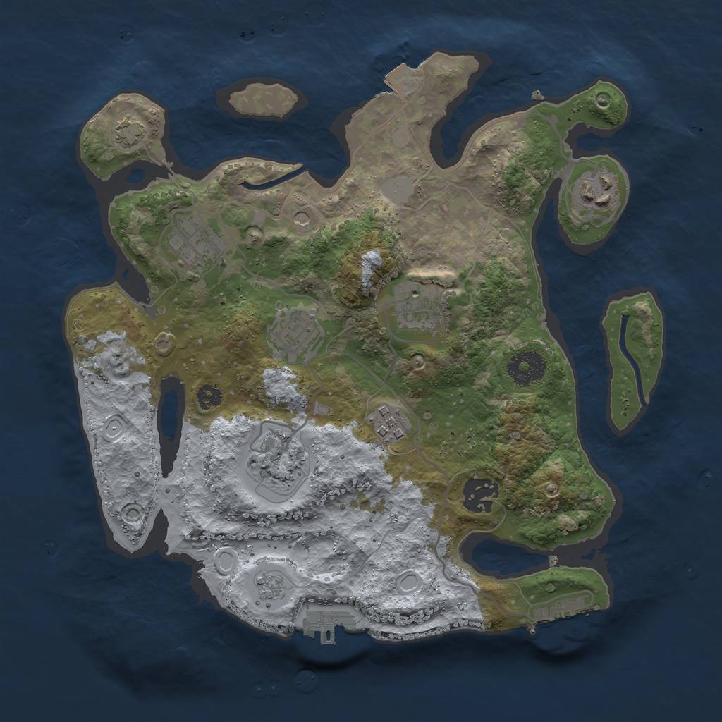 Rust Map: Procedural Map, Size: 3000, Seed: 610853014, 15 Monuments