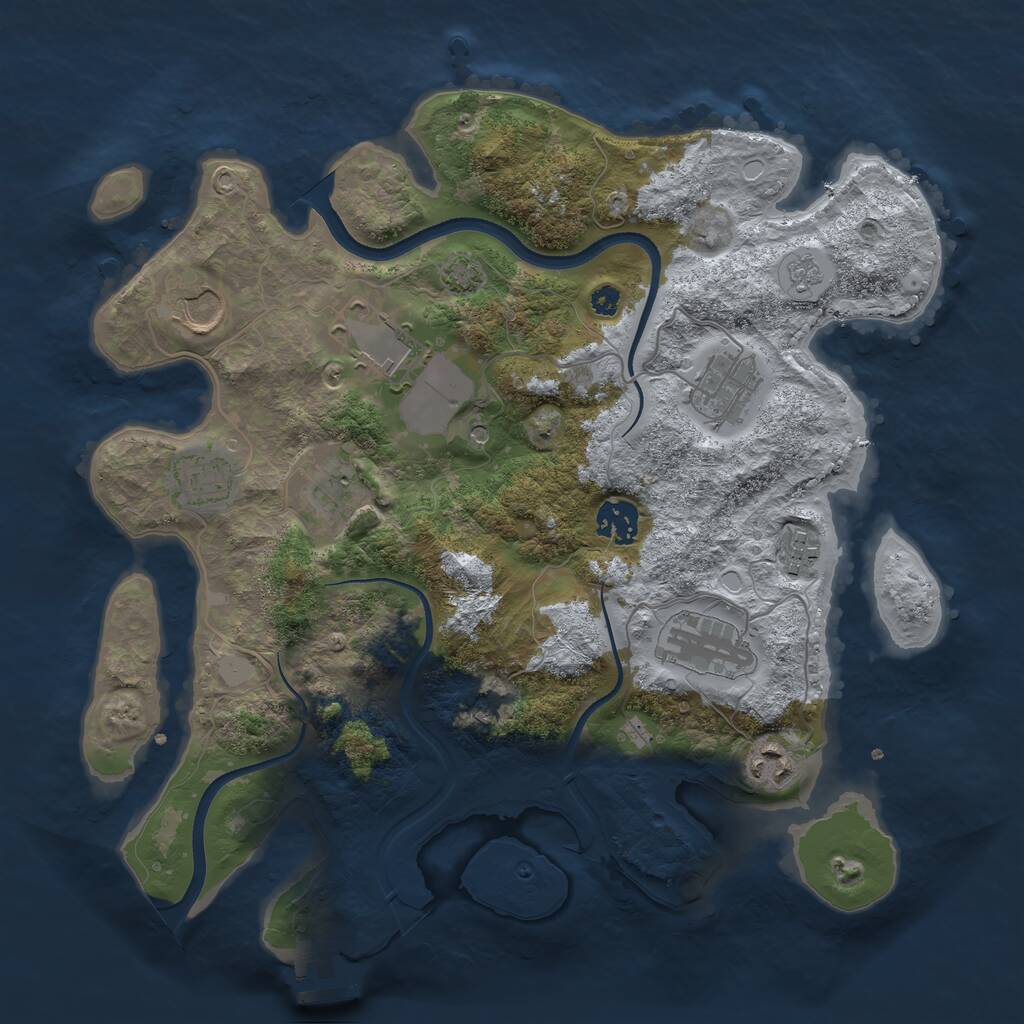 Rust Map: Procedural Map, Size: 3500, Seed: 274408156, 14 Monuments