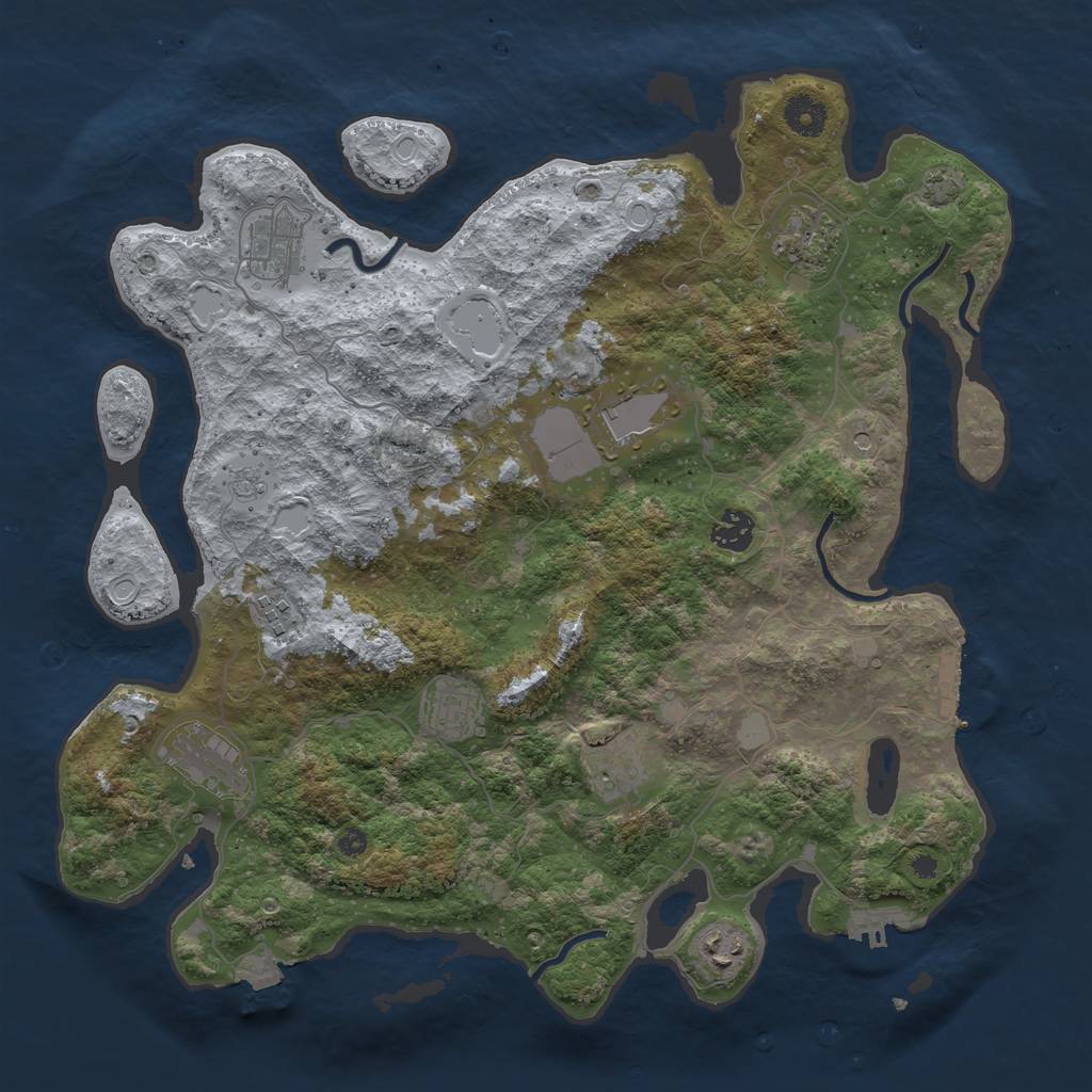 Rust Map: Procedural Map, Size: 3850, Seed: 98091327, 17 Monuments