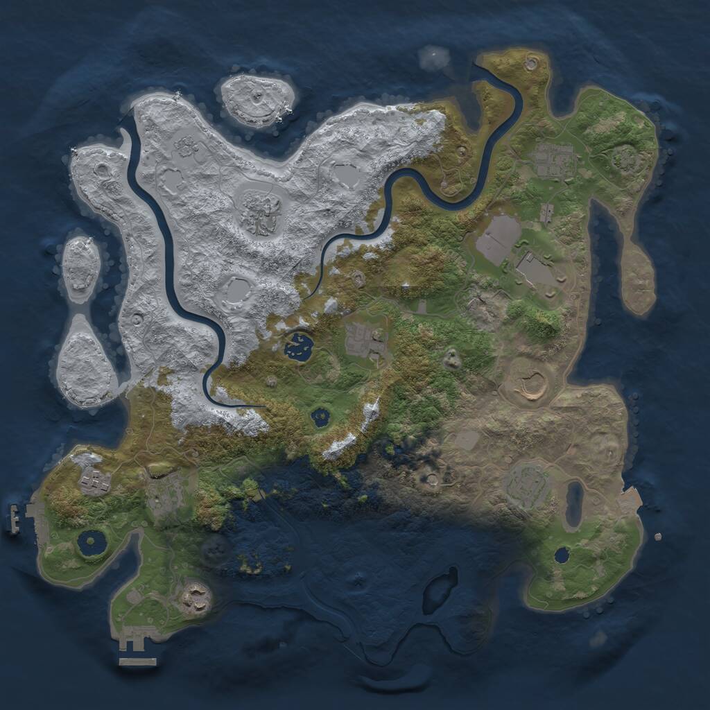 Rust Map: Procedural Map, Size: 3850, Seed: 98091327, 16 Monuments