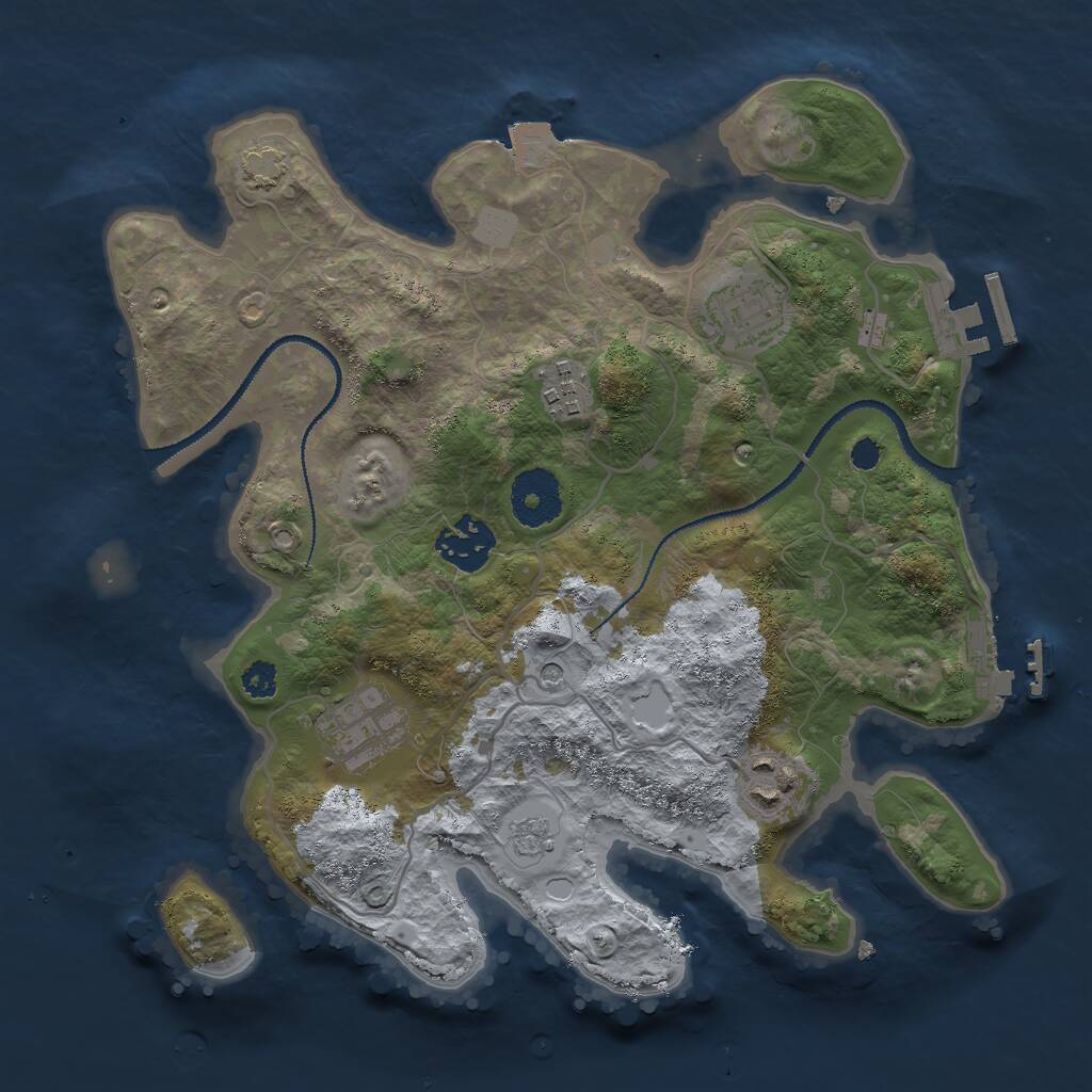 Rust Map: Procedural Map, Size: 3000, Seed: 2129420986, 11 Monuments