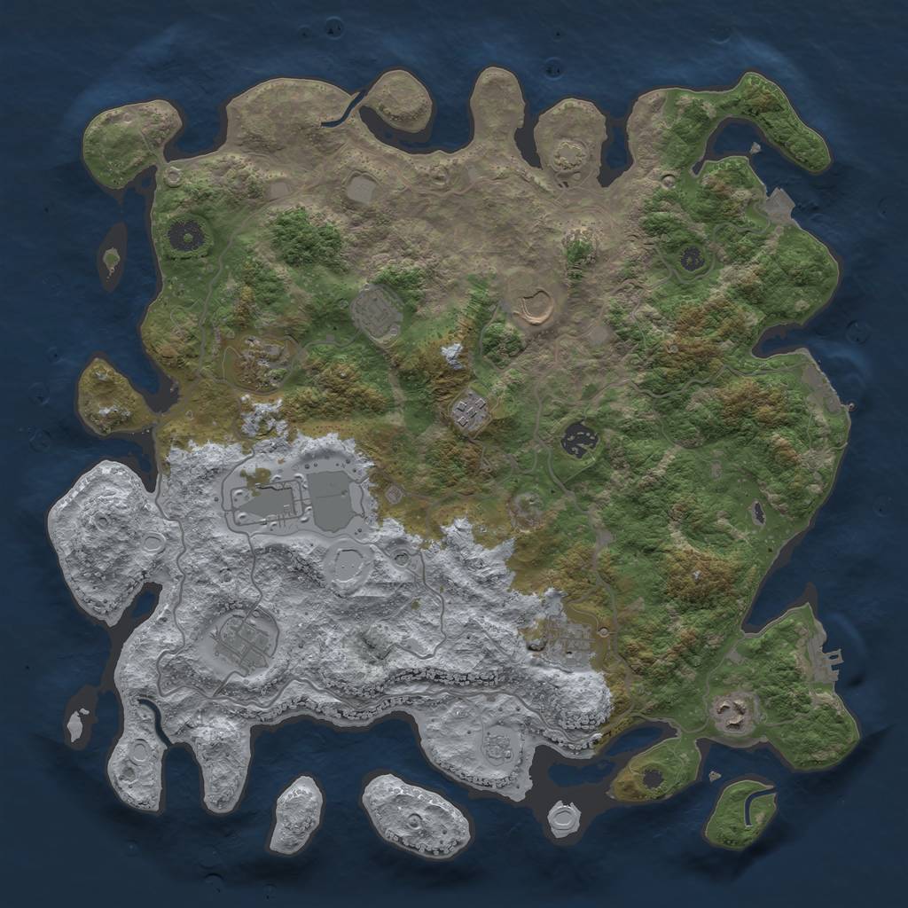 Rust Map: Procedural Map, Size: 4000, Seed: 90212472, 17 Monuments
