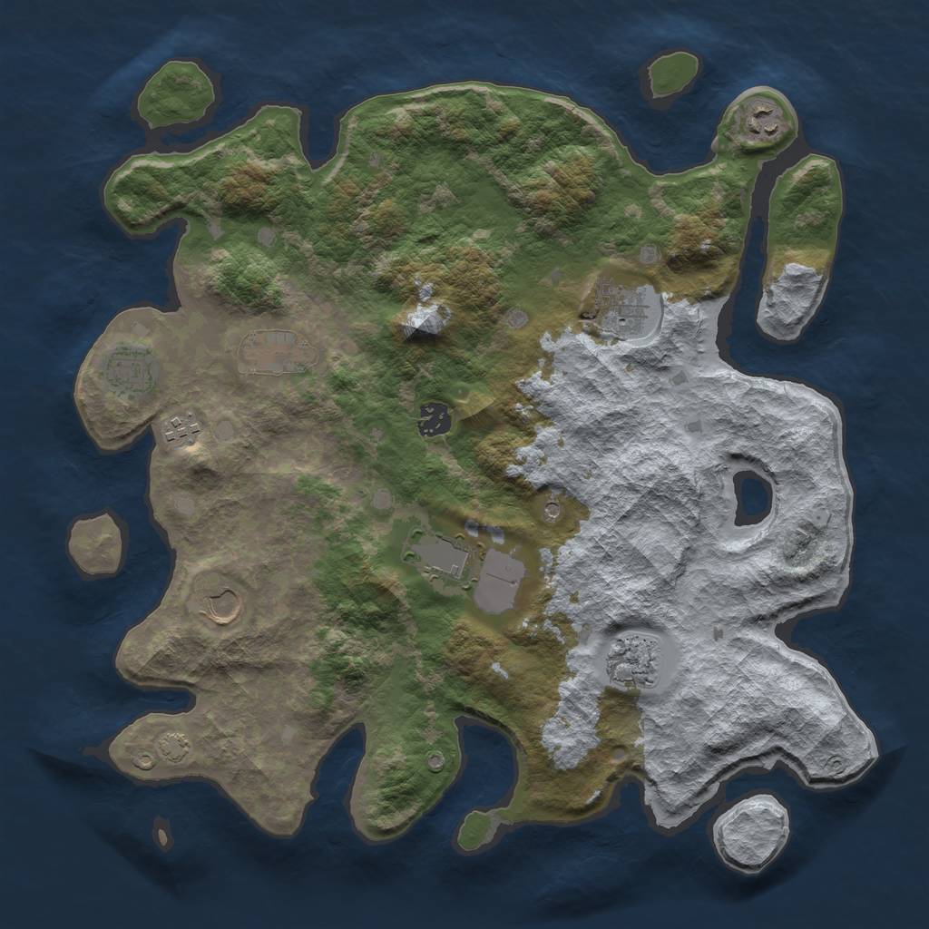 Rust Map: Barren, Size: 4000, Seed: 60703, 13 Monuments