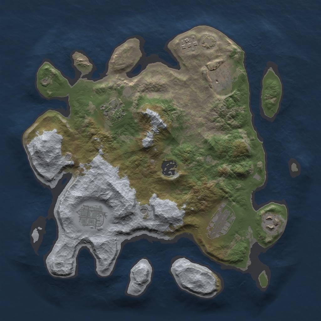 Rust Map: Barren, Size: 3000, Seed: 90212472, 11 Monuments