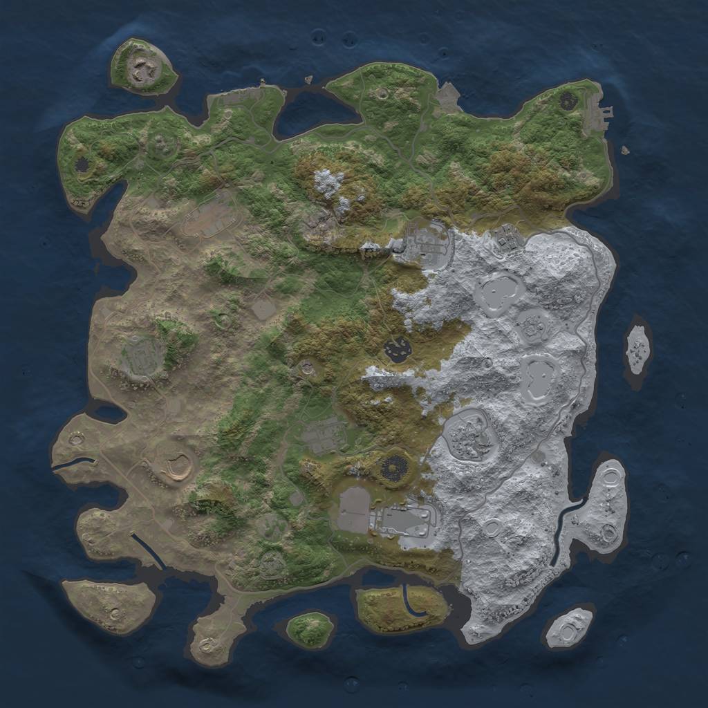 Rust Map: Procedural Map, Size: 4050, Seed: 150537580, 18 Monuments