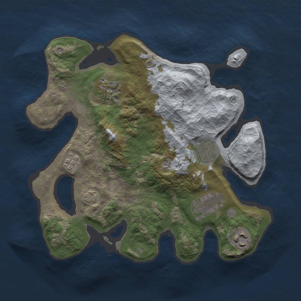 Rust Map: Barren, Size: 2800, Seed: 901442, 9 Monuments