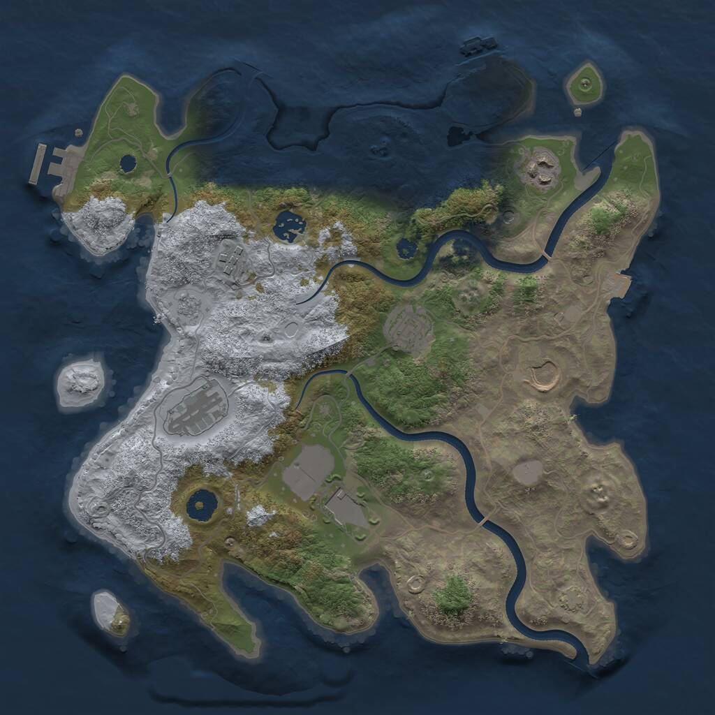 Rust Map: Procedural Map, Size: 3500, Seed: 137334164, 13 Monuments