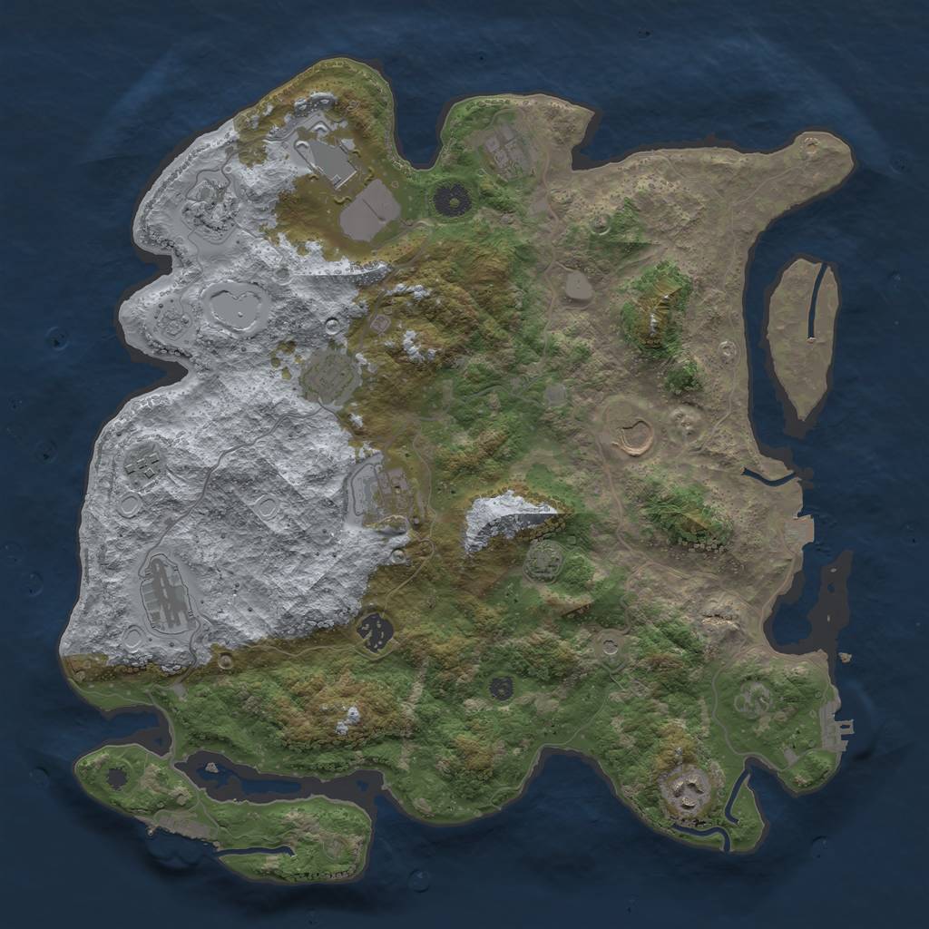 Rust Map: Procedural Map, Size: 3950, Seed: 78961691, 18 Monuments