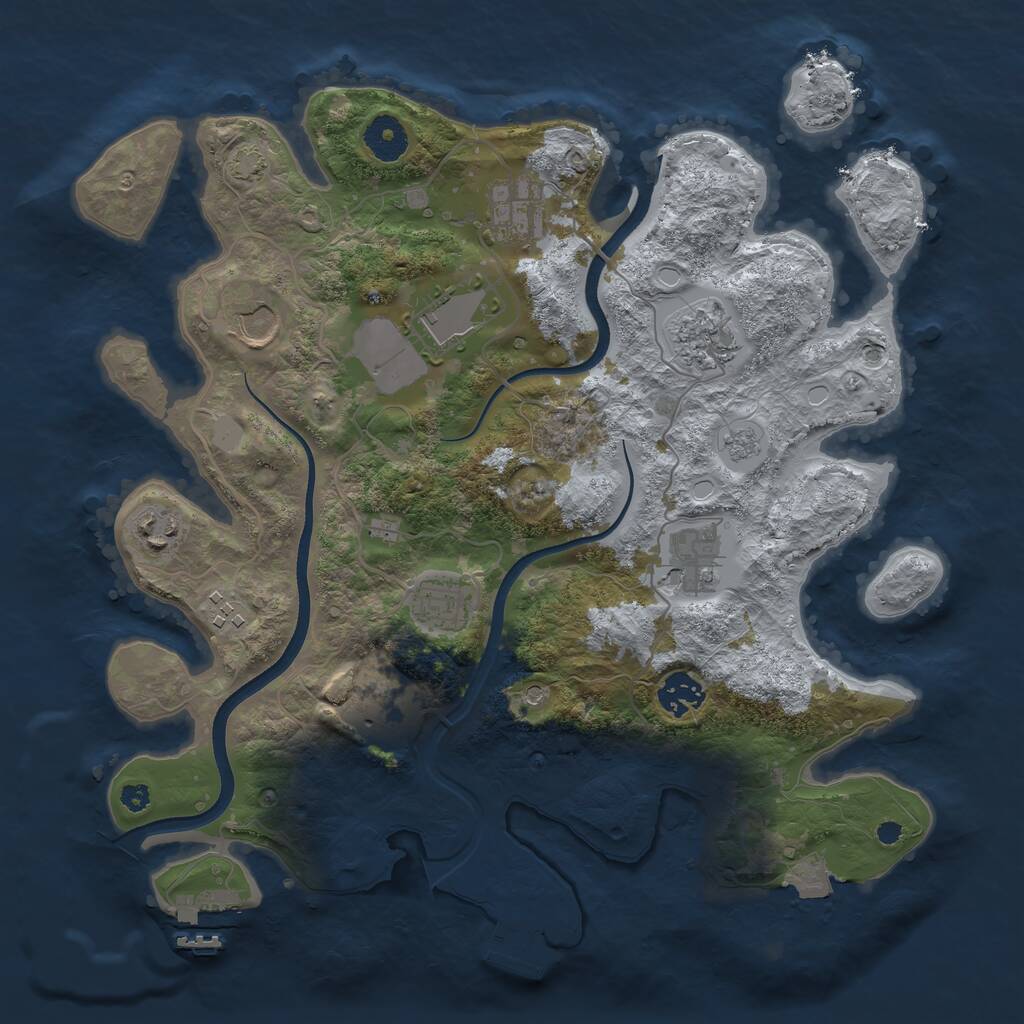 Rust Map: Procedural Map, Size: 3550, Seed: 46491645, 16 Monuments